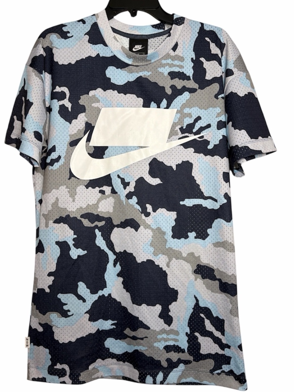 Nike Men’s NSW Sportswear Mesh Shirt Jersey Blue Camo Casual Double Sided Small